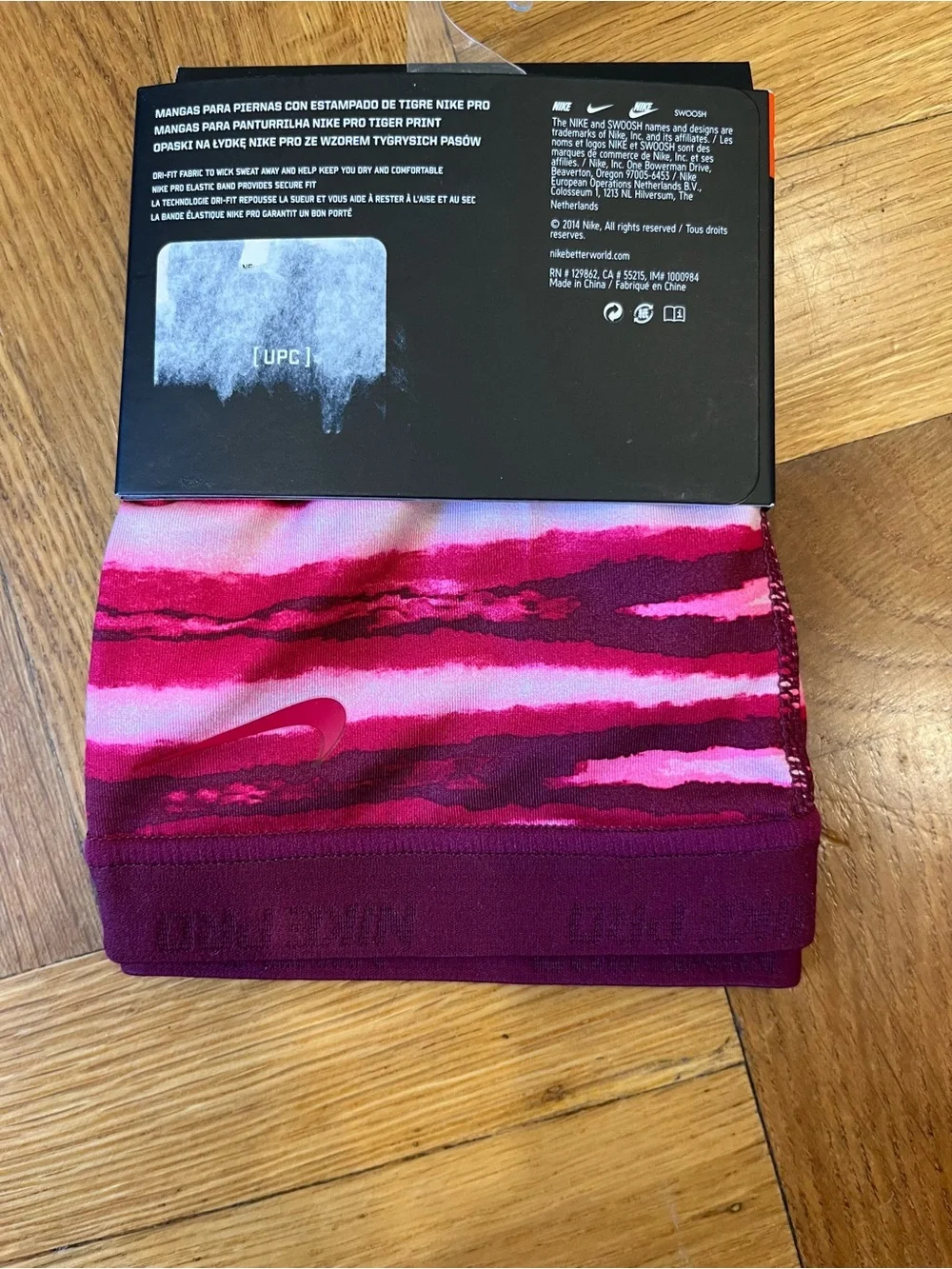 Nike Pro Pink and Magenta Tiger Print Calf Sleeves